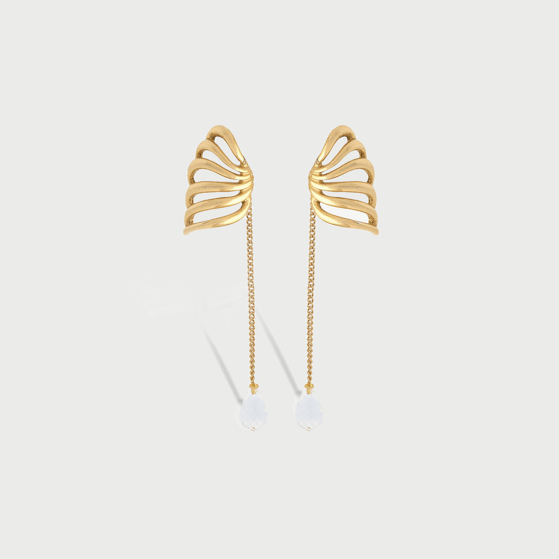 POTOSKA x YOJ Travro Drop Stud Earring in Gold and Crystal