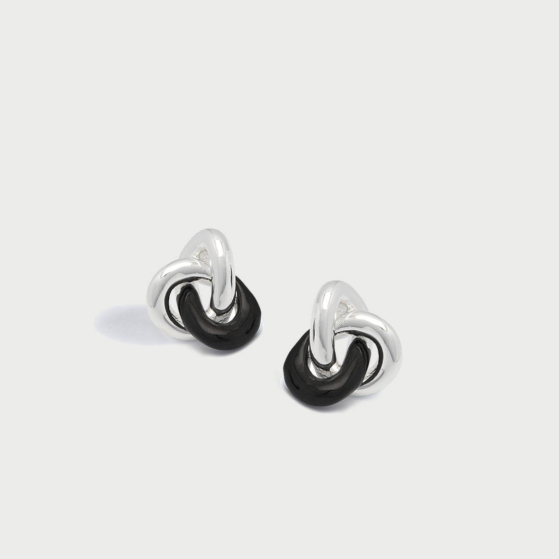 Seva Midi Face on Stud in Silver and Black