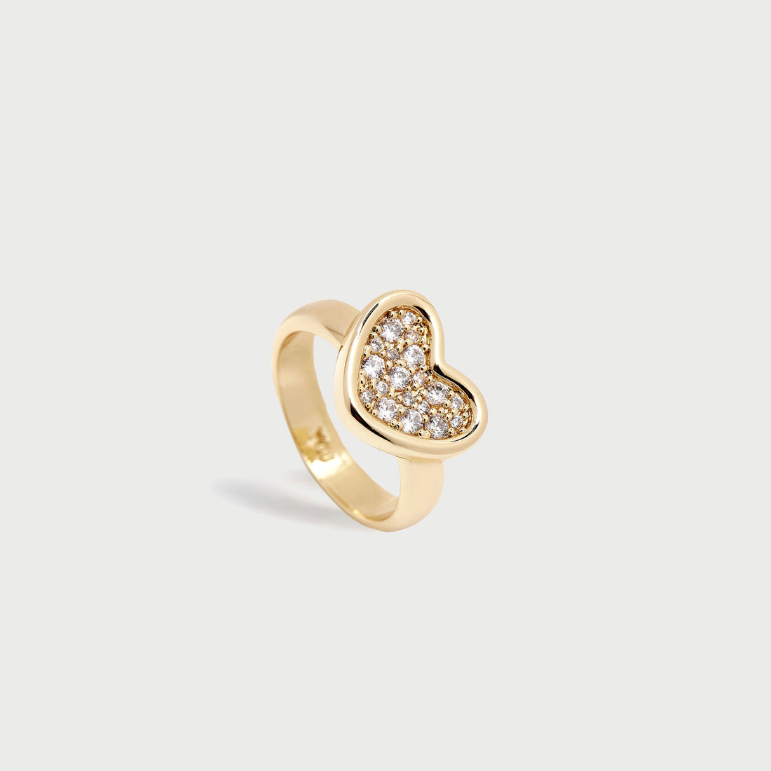 Loff Heart Crystal Band Ring in Gold