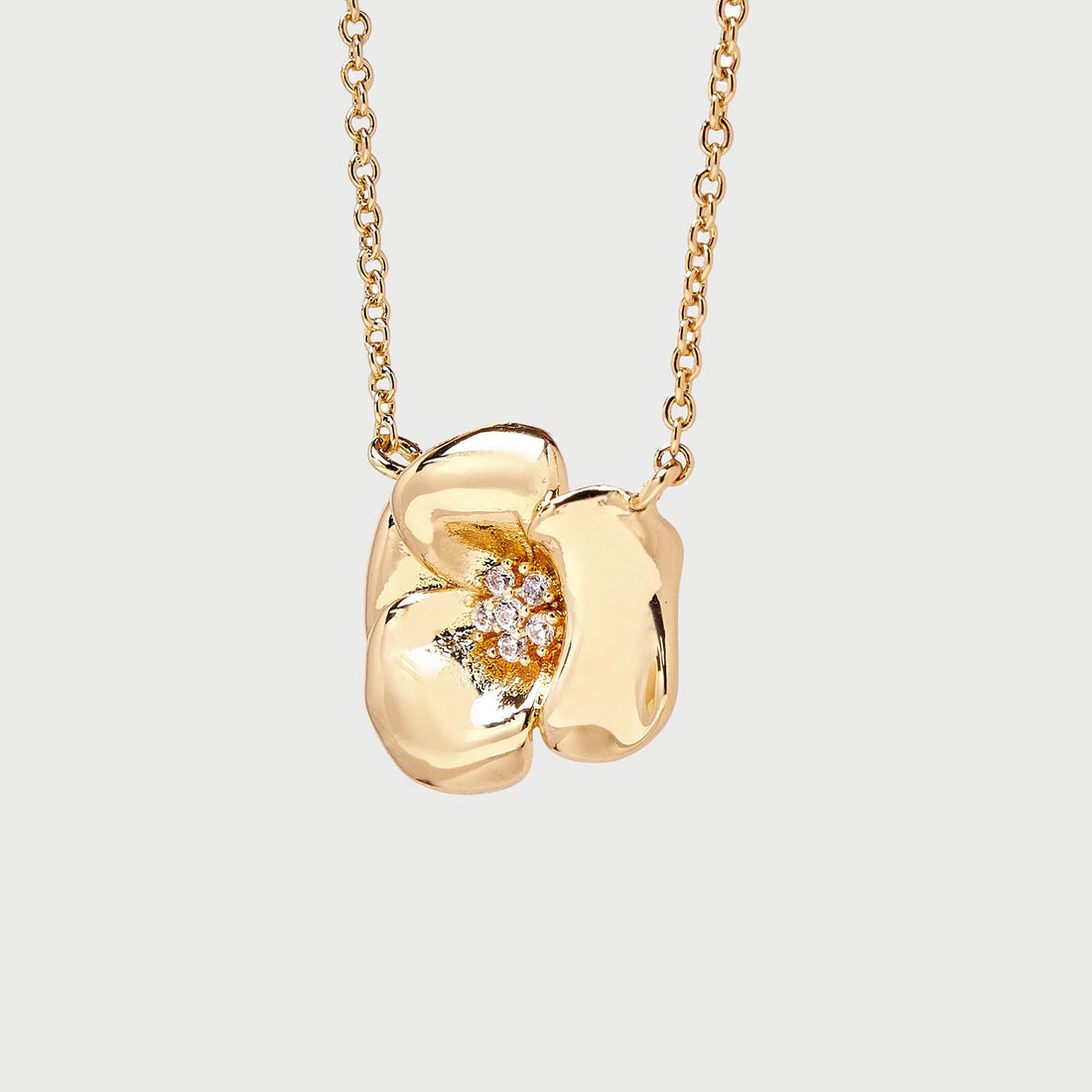 Lulu Flower Pendant Necklace in Gold and Crystals