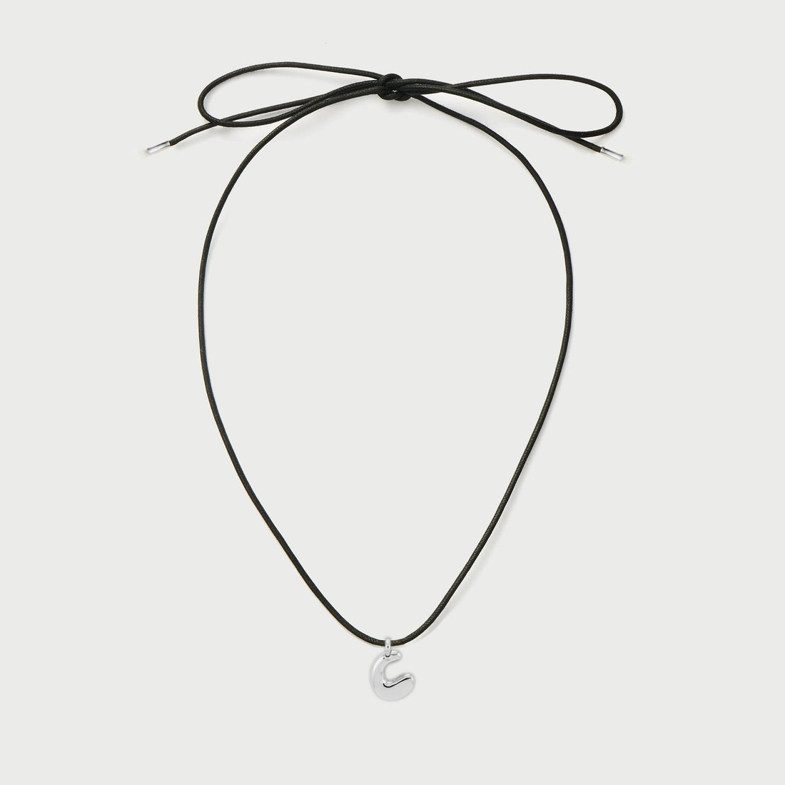 Initial C Cord String Necklace in Silver