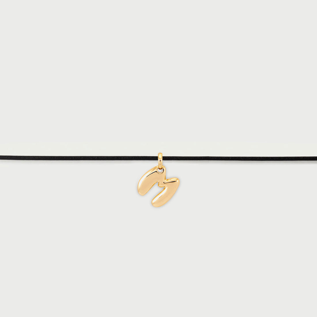 Initial M Cord String Necklace in Gold