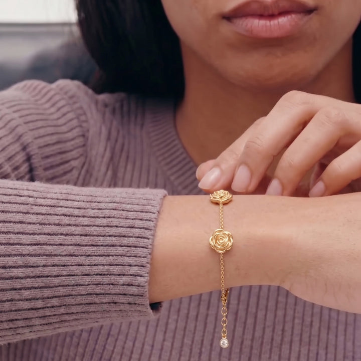 ROSE CHAIN STATION BRACELET IN GOLD