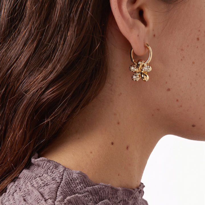 Luna Mini Crystal Hoop Earring in Gold