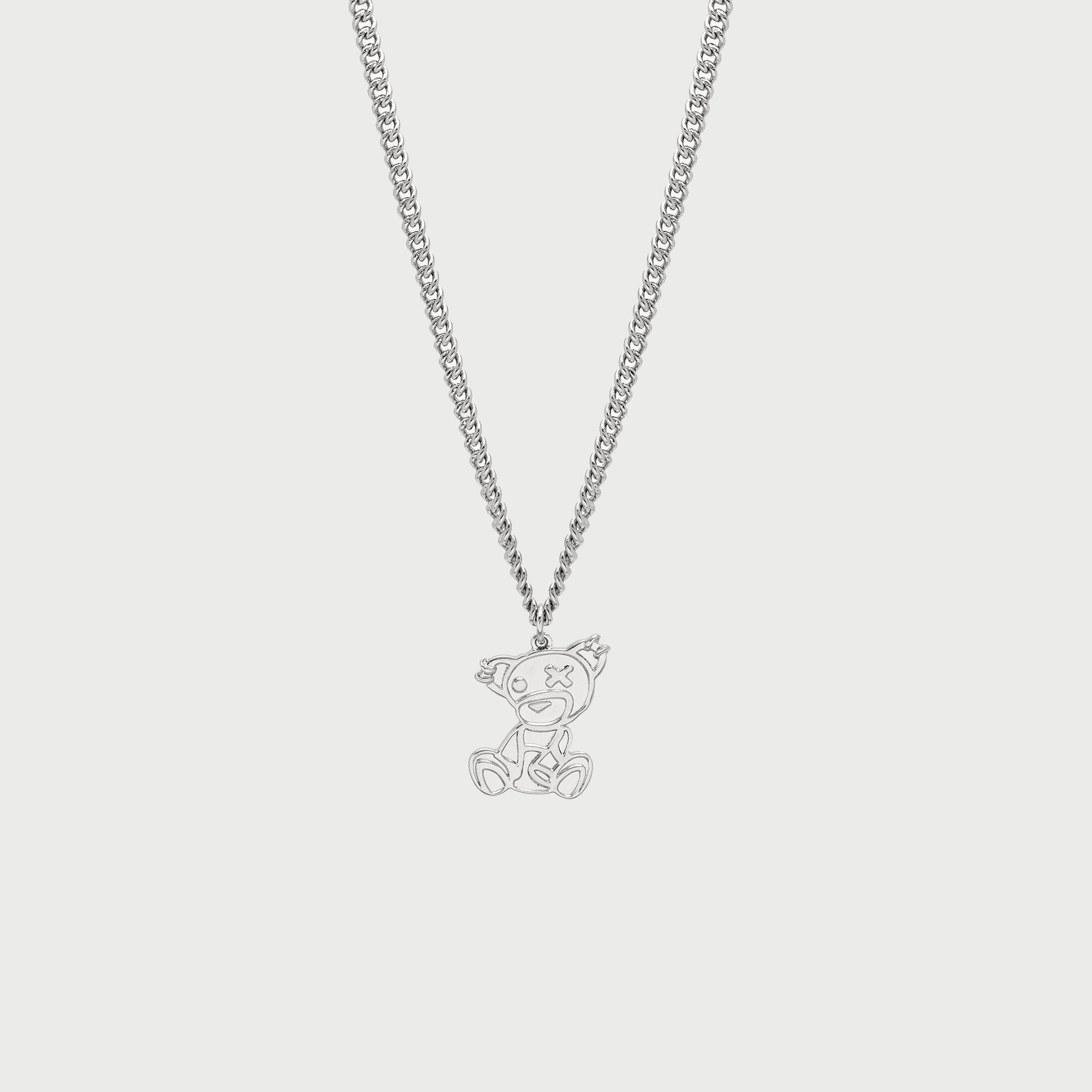 Teddy Pendant Necklace in Silver
