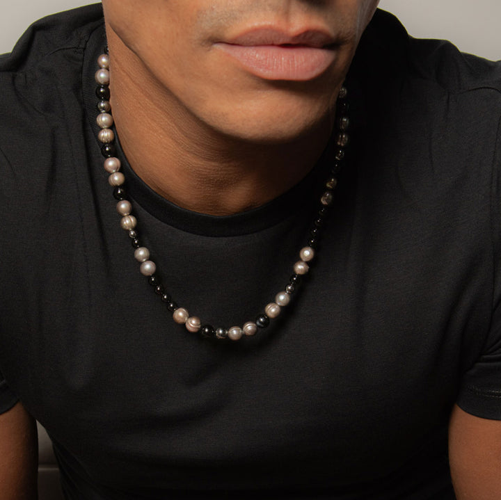 CutOut x YOJ Mix Pearls Stone Necklace in Silver