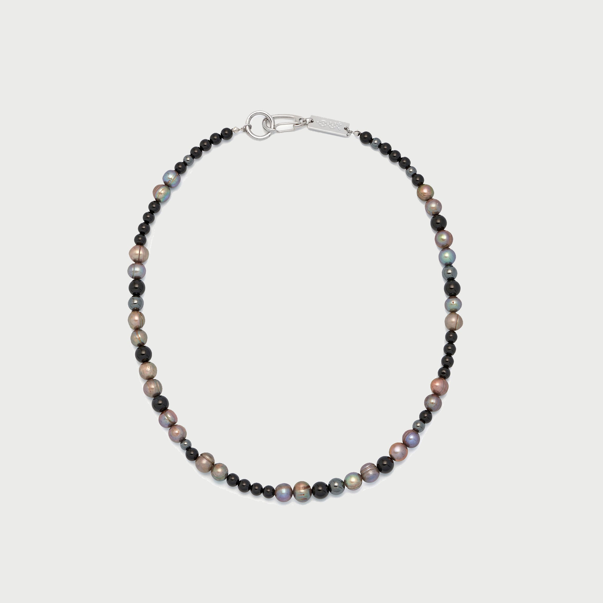 CutOut x YOJ Mix Pearls Stone Necklace in Silver