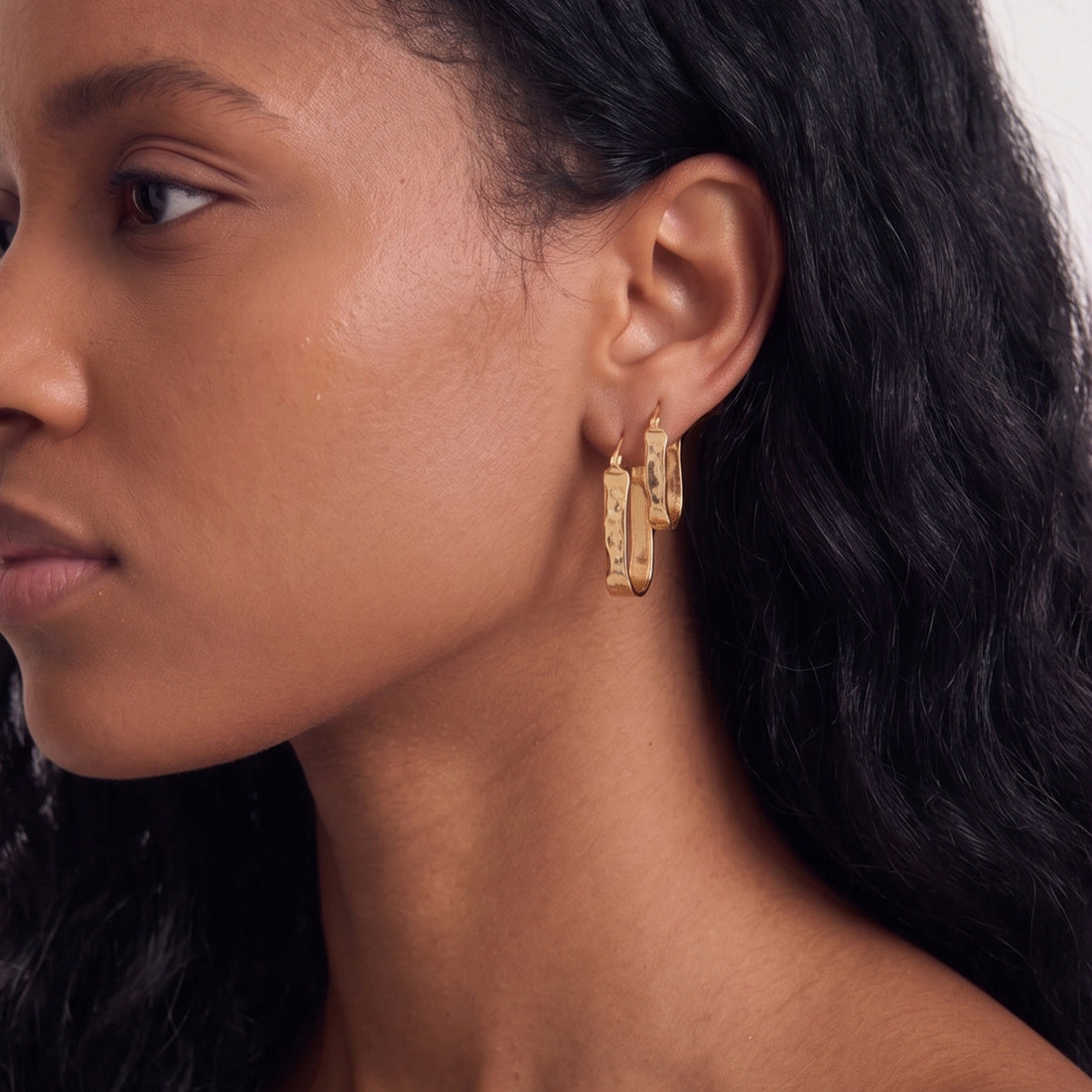 Sanu Soft Hammered Mini Hoop Earrings in Gold