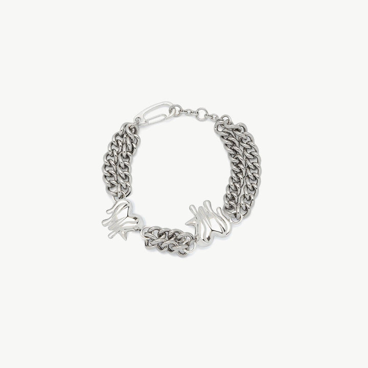 Oil Hearted Bracelet in Silver