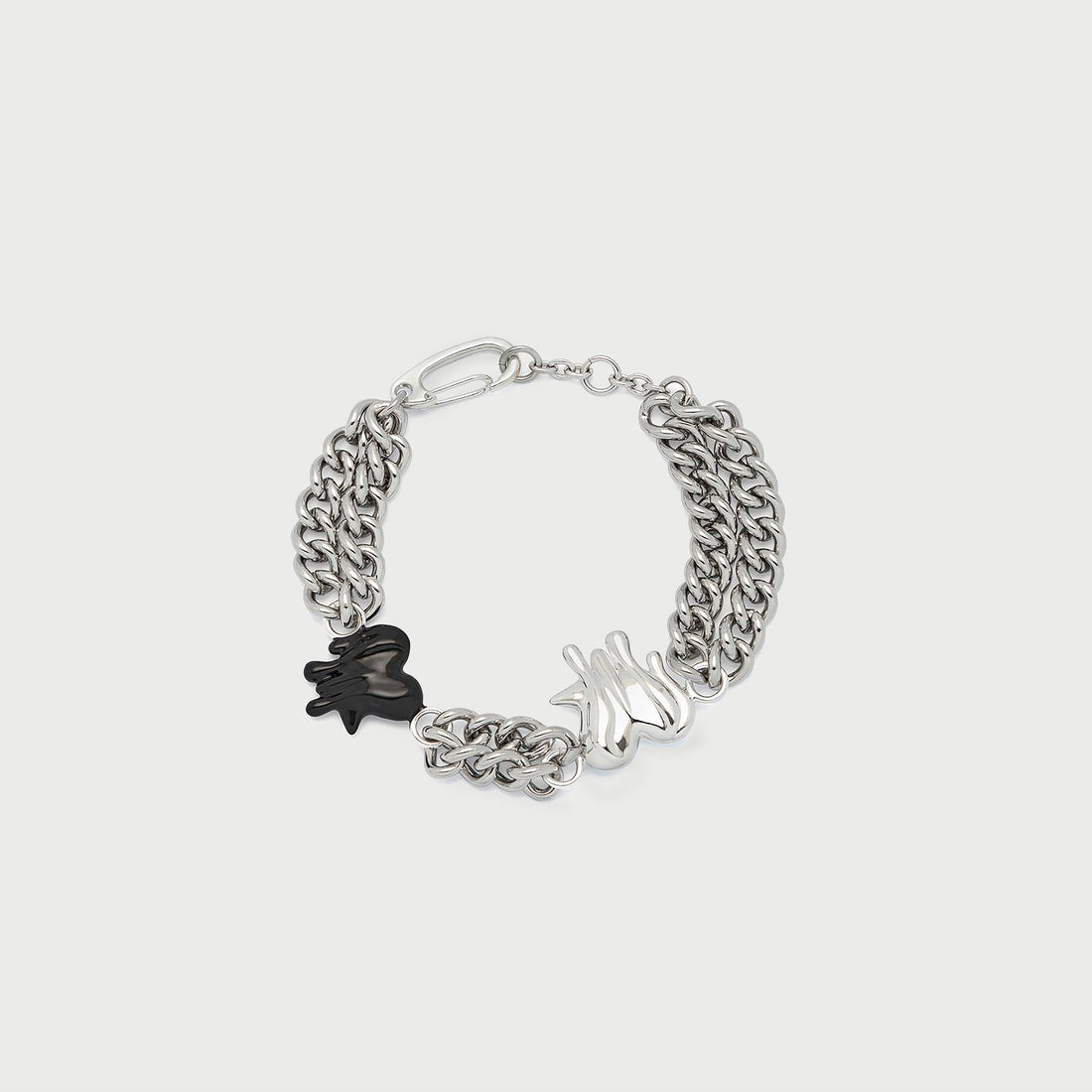 Oil Black Hearted Bracelet in Silver and Black Enamel