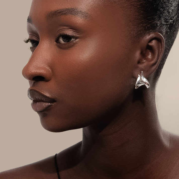 POTOSKA x YOJ Claw Double Hoop Earrings in Silver