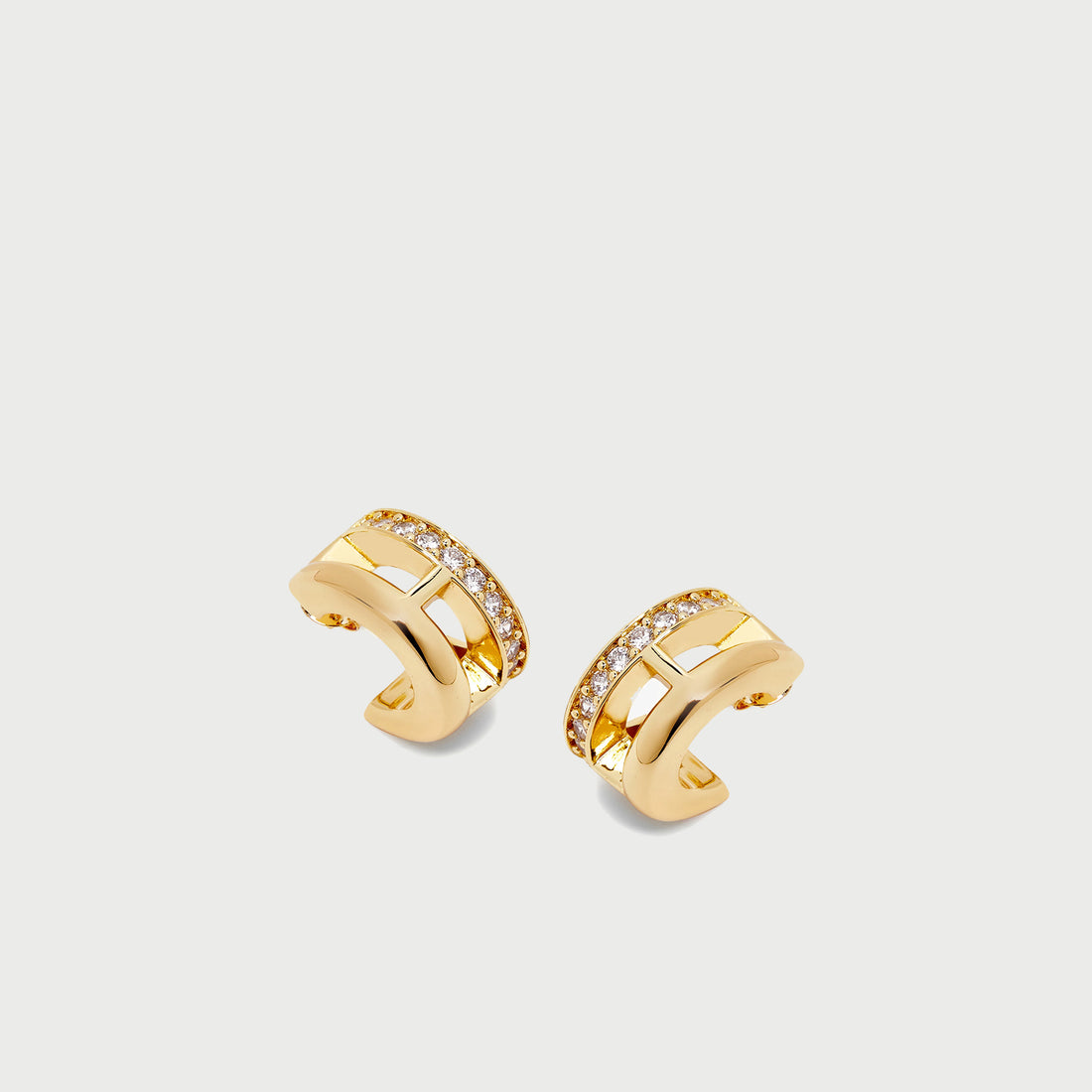 Midi Pave Bar Hoop Earrings