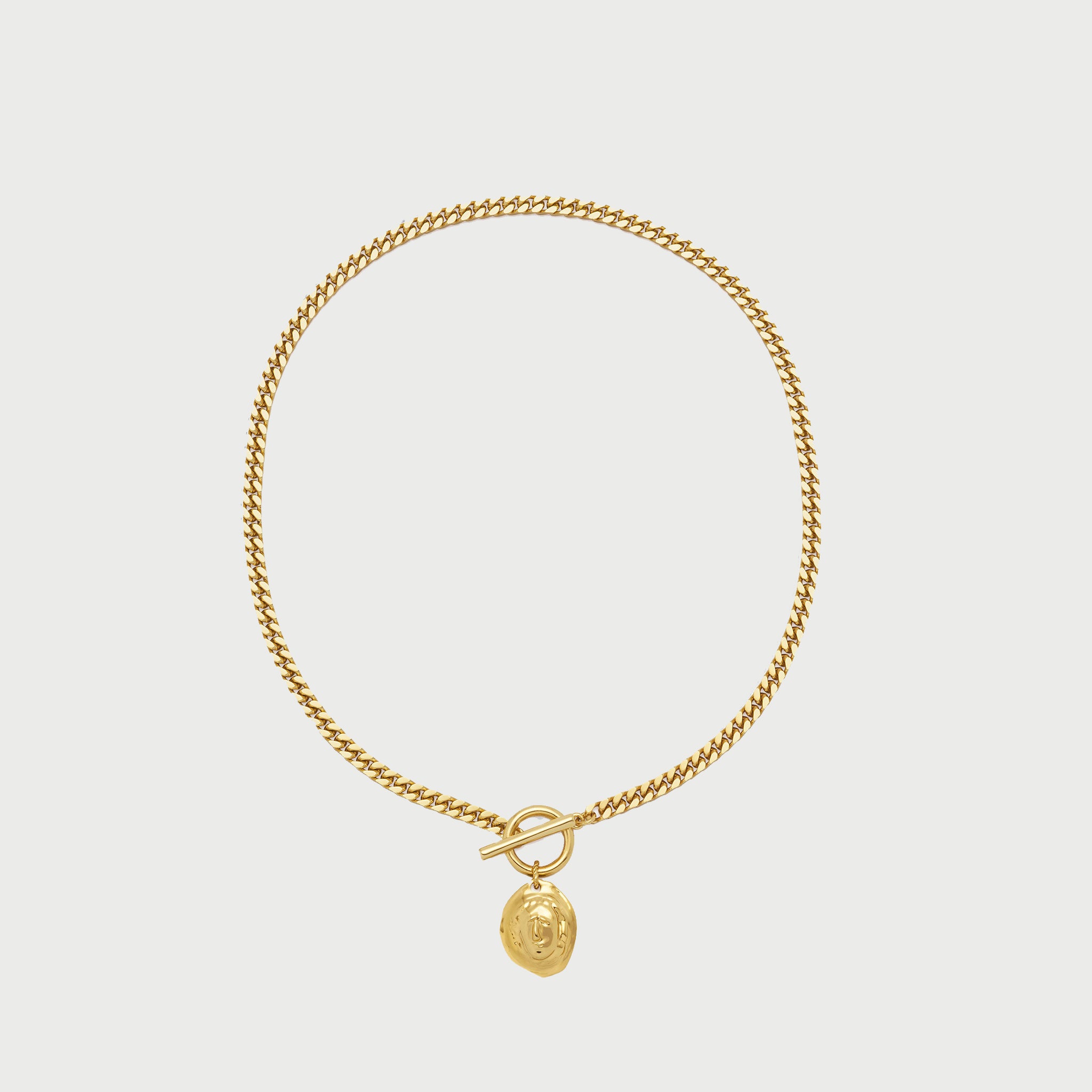 Eleni Mini Curb T-Bar Necklace in Gold