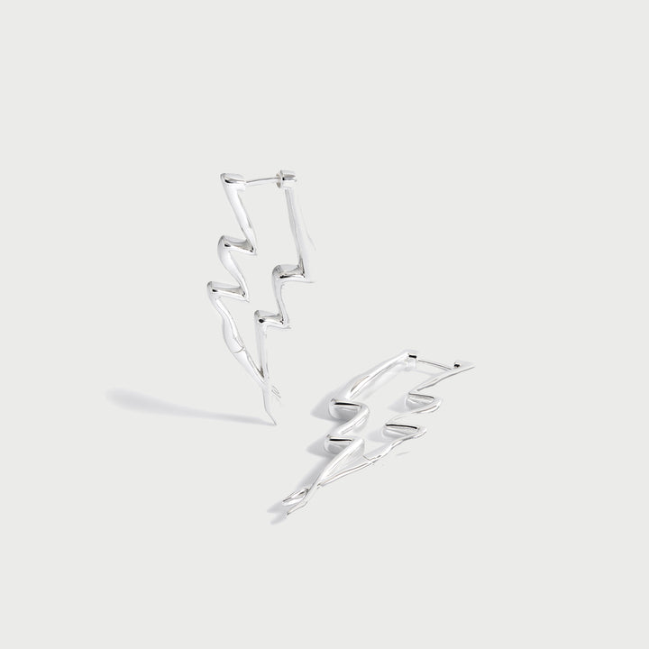 POTOSKA x YOJ Maxi Lightning Earrings in Silver