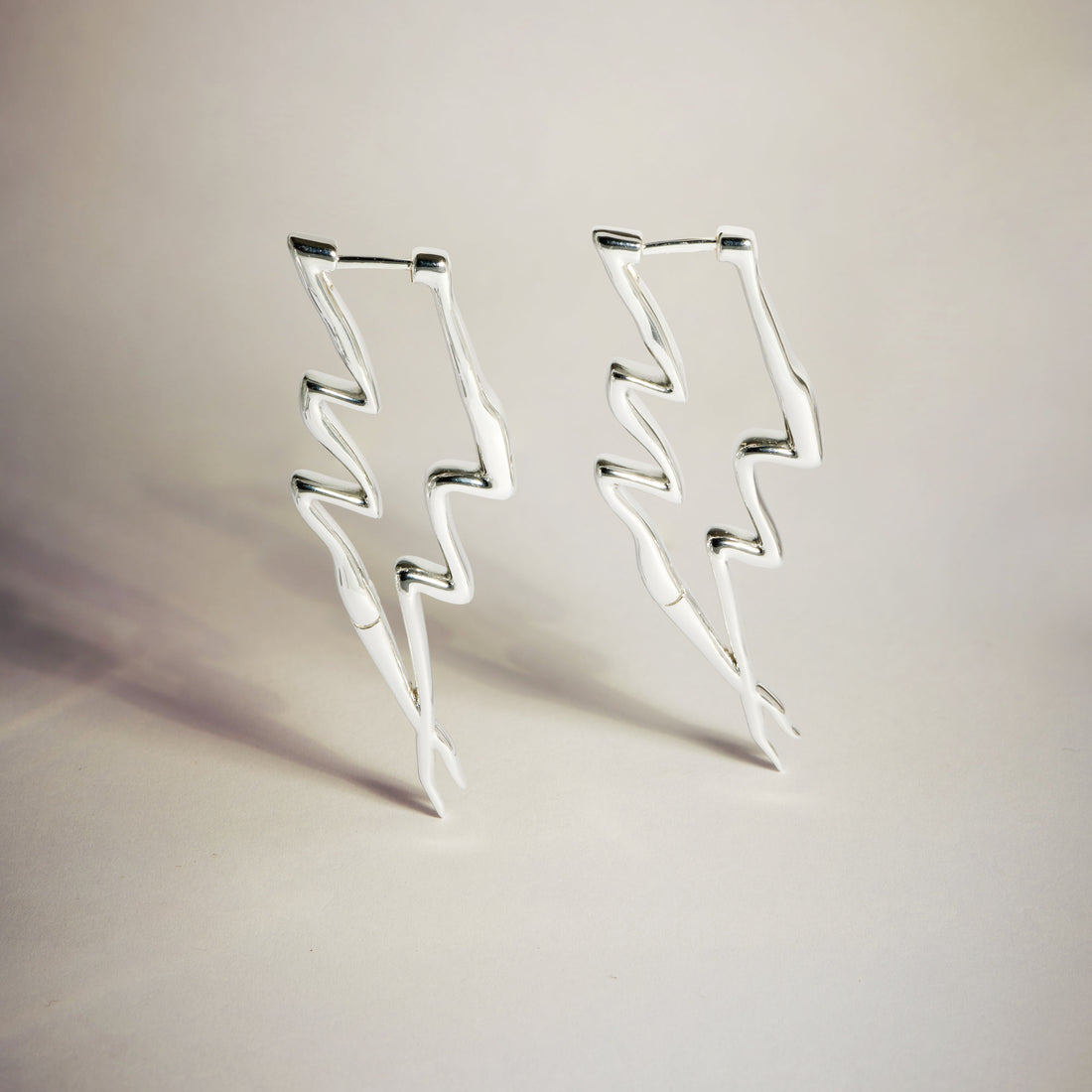 POTOSKA x YOJ Maxi Lightning Earrings in Silver