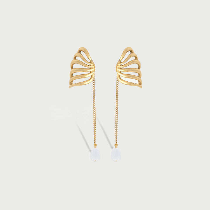 POTOSKA x YOJ Travro Drop Stud Earring in Gold and Crystal