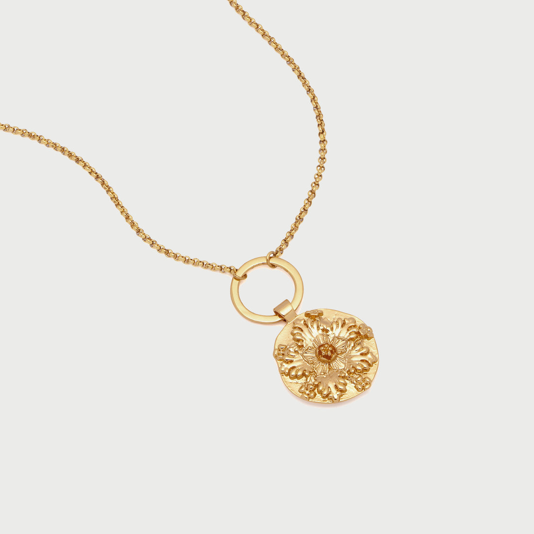 Maxi Flower Pendant Long Necklace in Gold