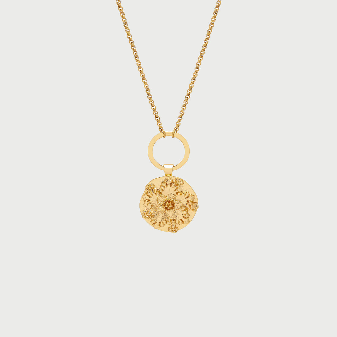 Maxi Flower Pendant Long Necklace in Gold