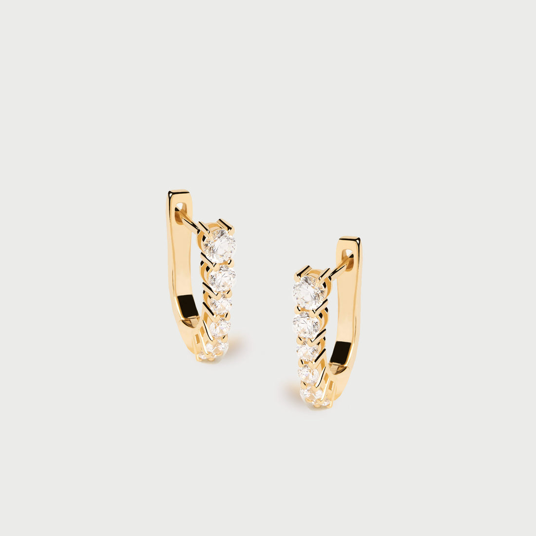 Marlo Midi Hoop Crystal Earrings in Gold