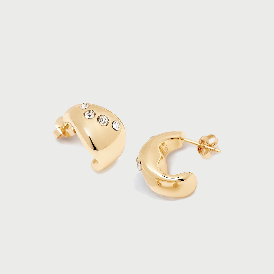 Remeni Crystal Chubby Hoop Earrings in Gold