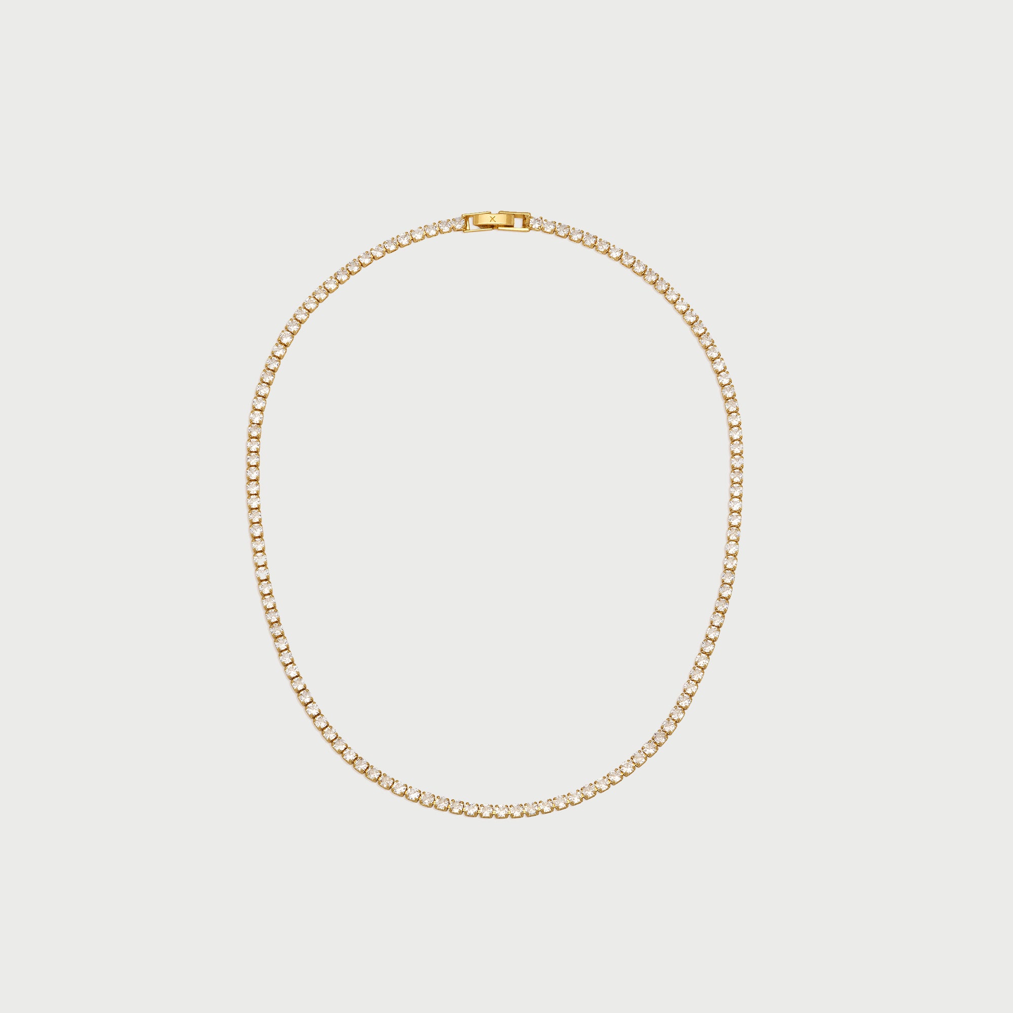 Tennis Crystal Short Necklace in Gold