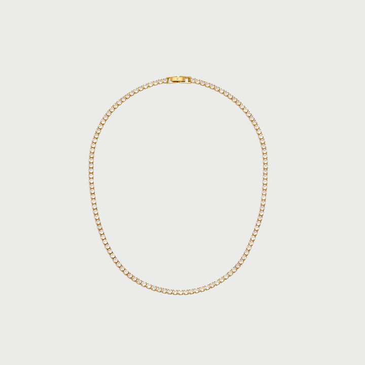 Tennis Crystal Short Necklace in Gold