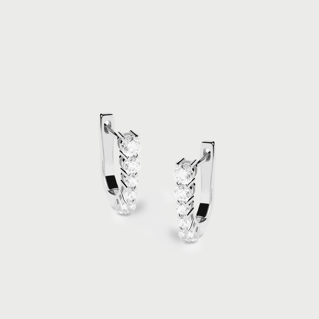 Marlo Midi Crystal Hoop Earrings in Silver