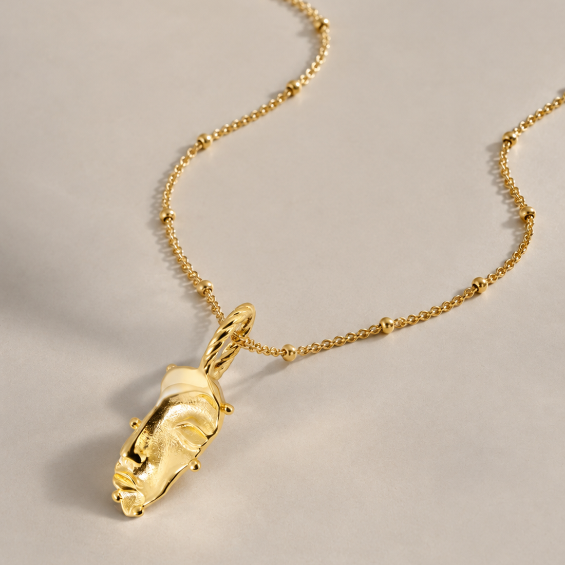 Visage Mini Pendant Choker Necklace in Gold