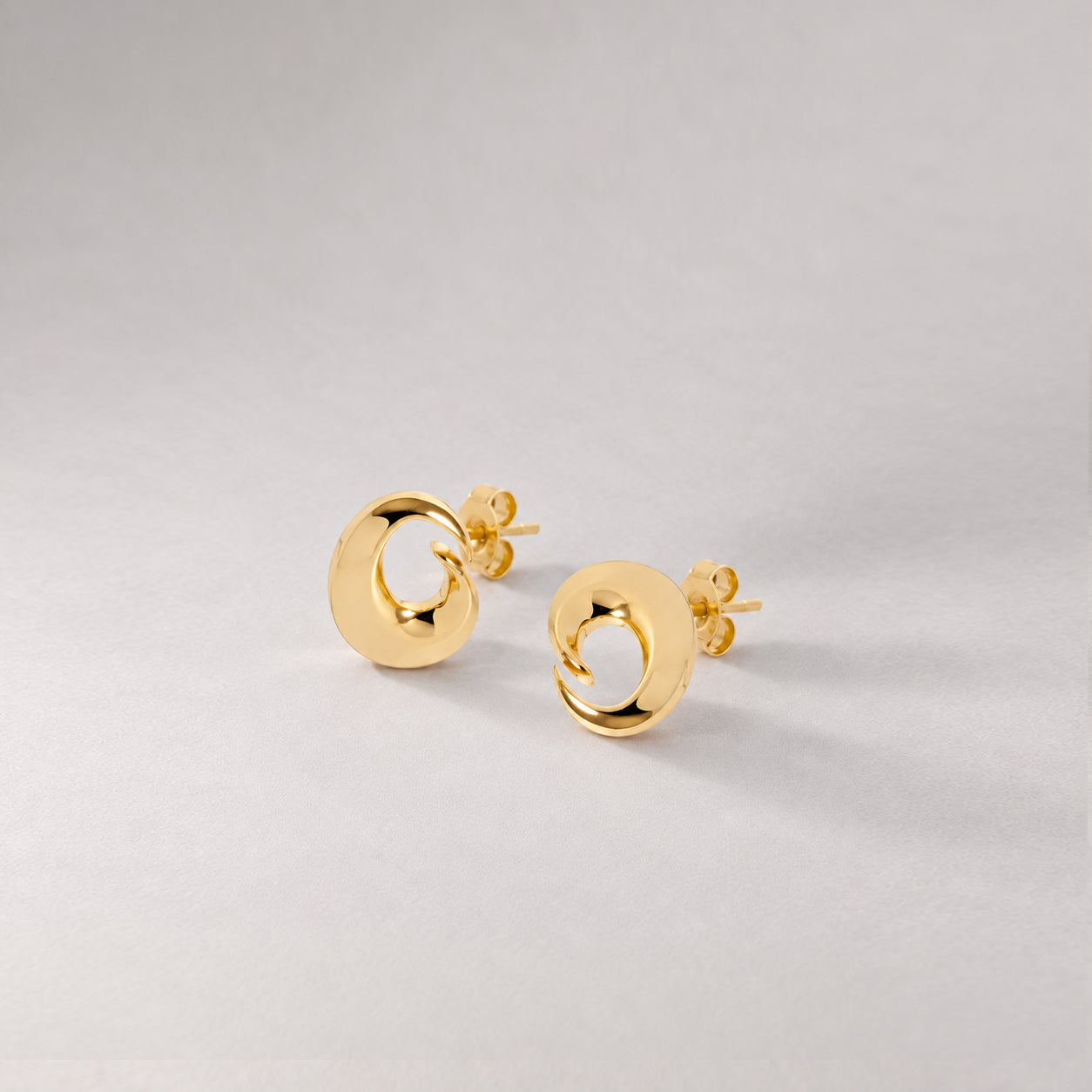 Moon Stud Earrings in Gold