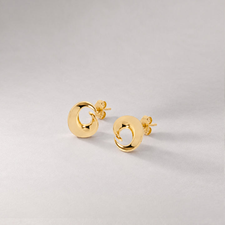 Moon Stud Earrings in Gold