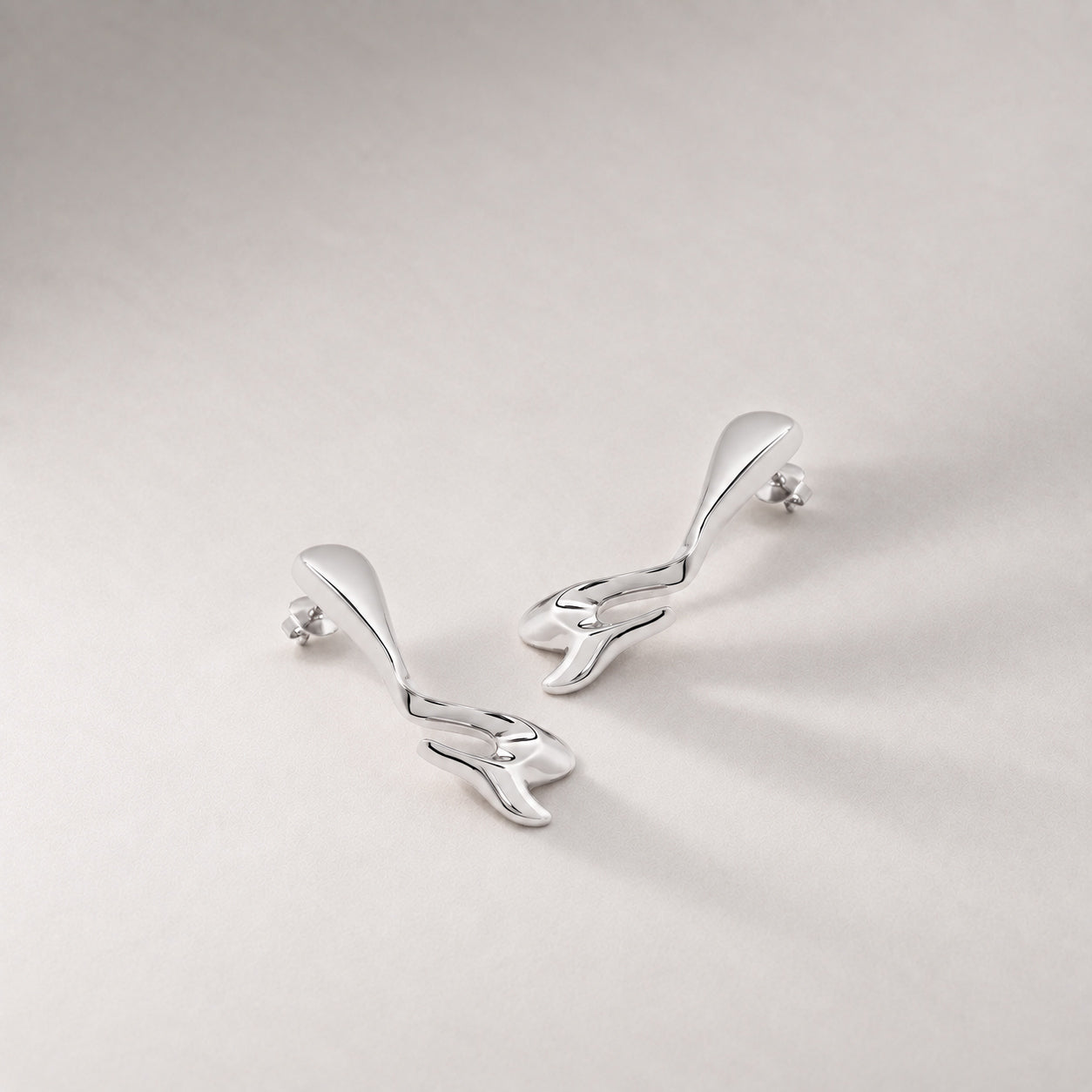 Avro Drop Stud Earrings in Silver