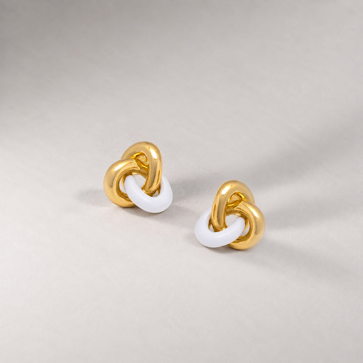 Seva Midi Face on Stud in Gold and White