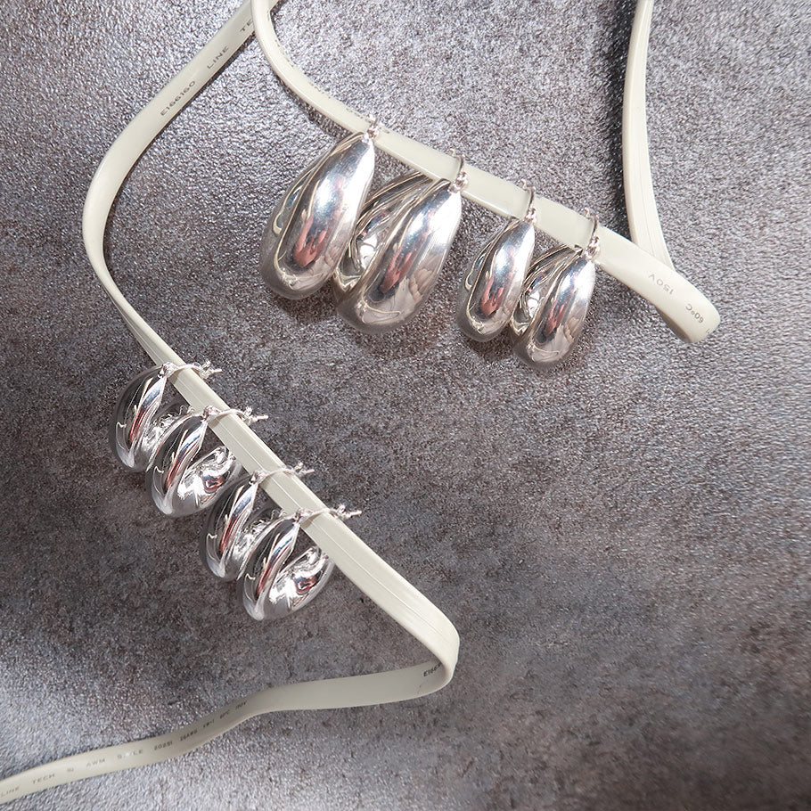 Falin Mini Chubby Hoop Earrings in Silver