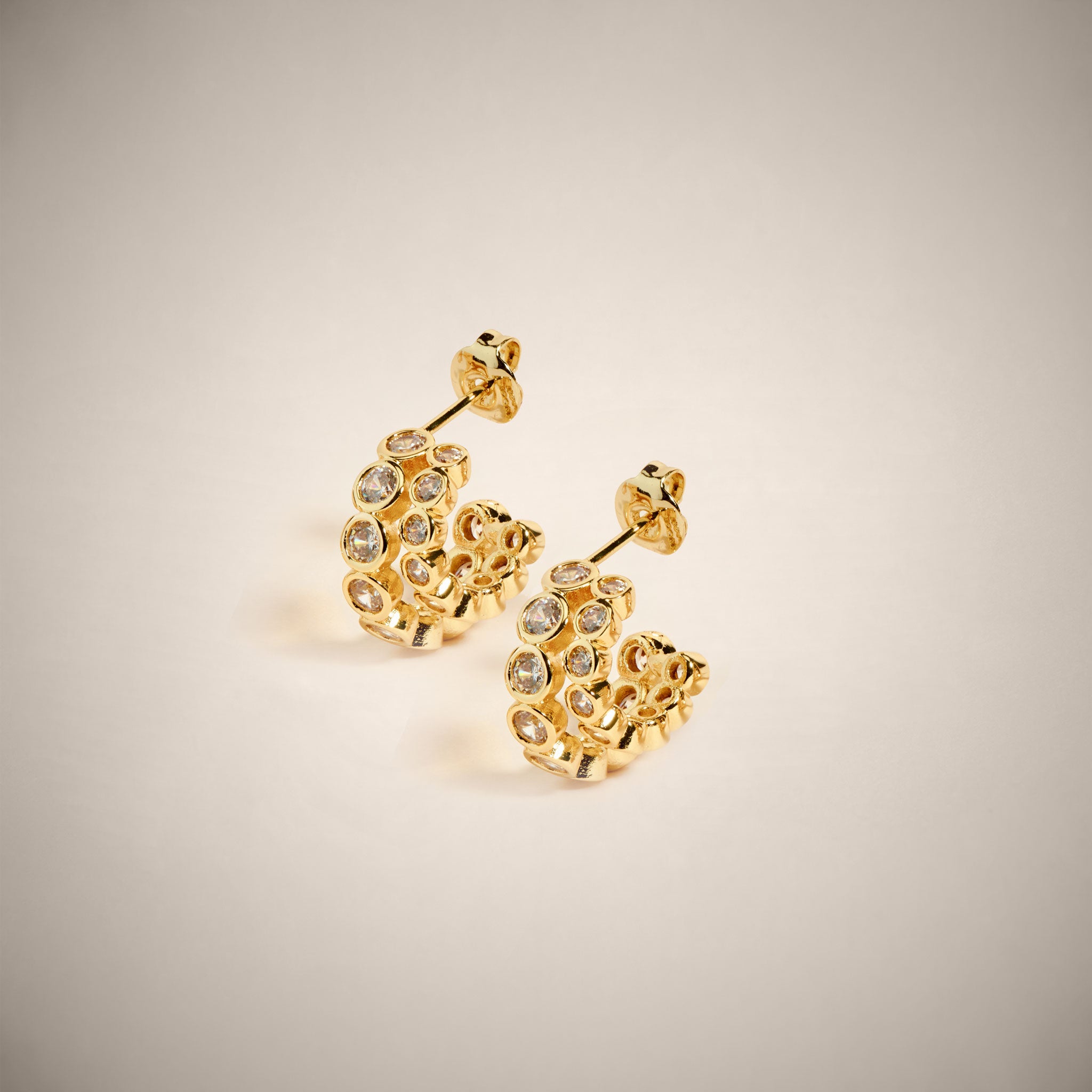 Avert Mini Crystal Double Hoop Earrings in Gold