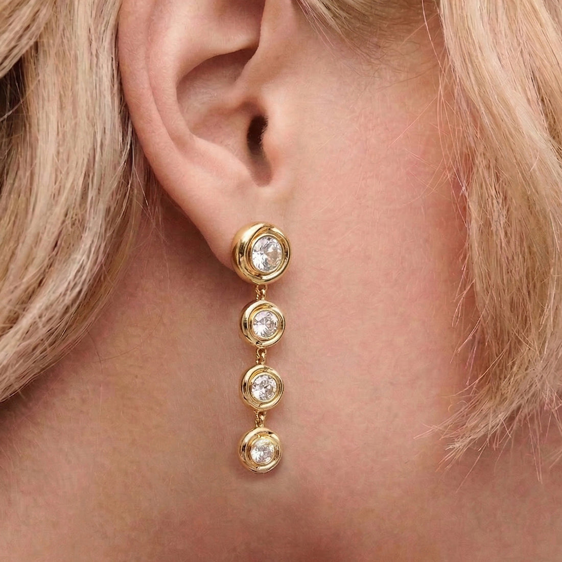 CARLO DROP EARRINGS IN GOLD & CRYSTALS