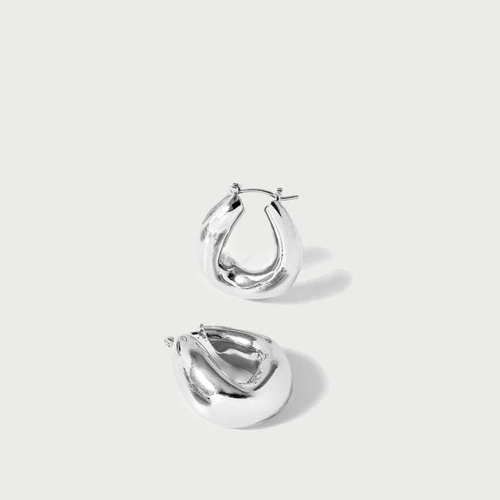 Falin Midi Chubby Hoop Earrings in Silver