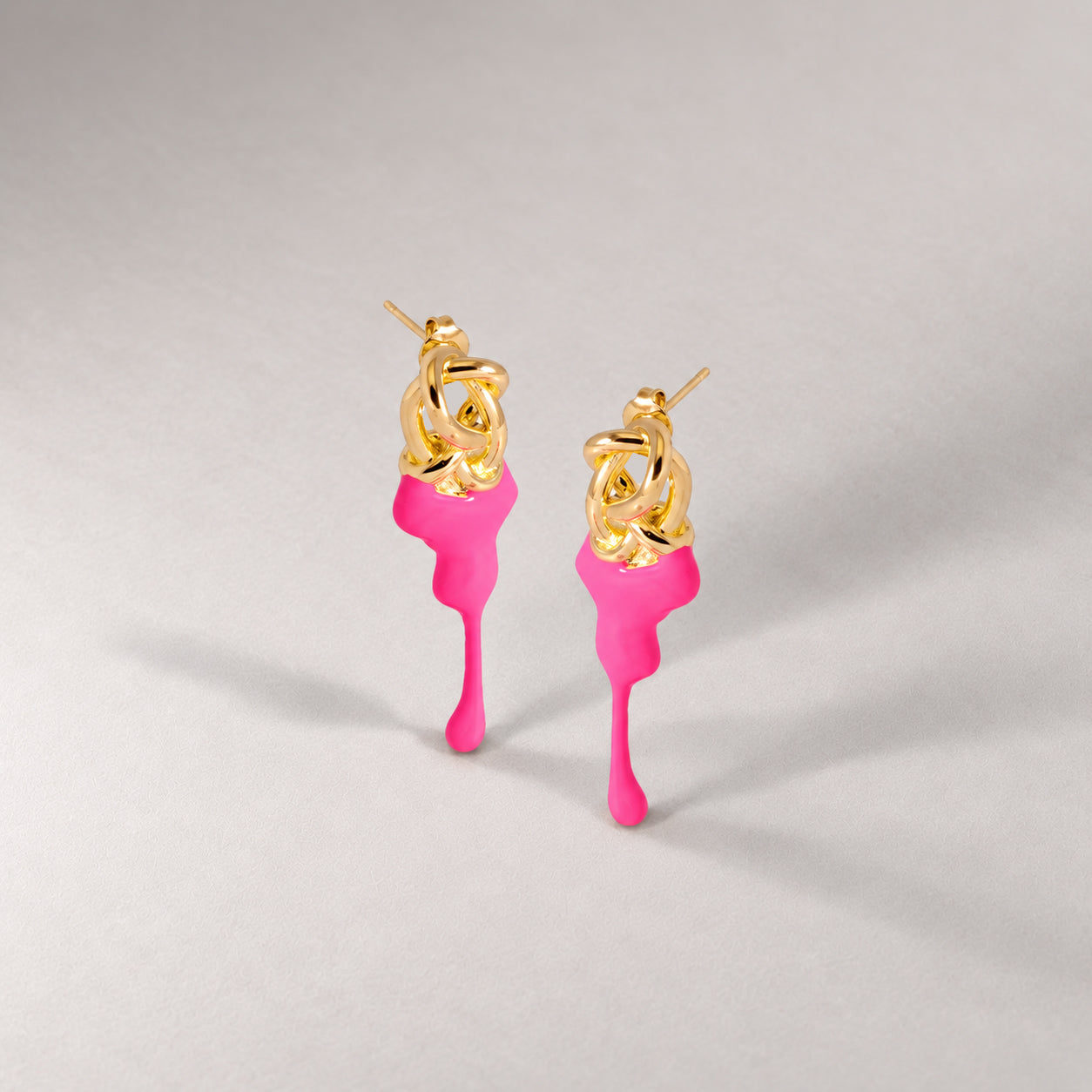 Kalno Maxi  Stud Earrings in Gold and Pink