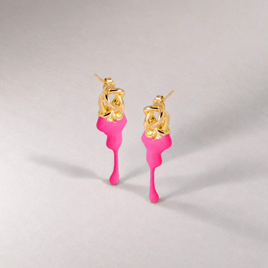 Kalno Maxi  Stud Earrings in Gold and Pink