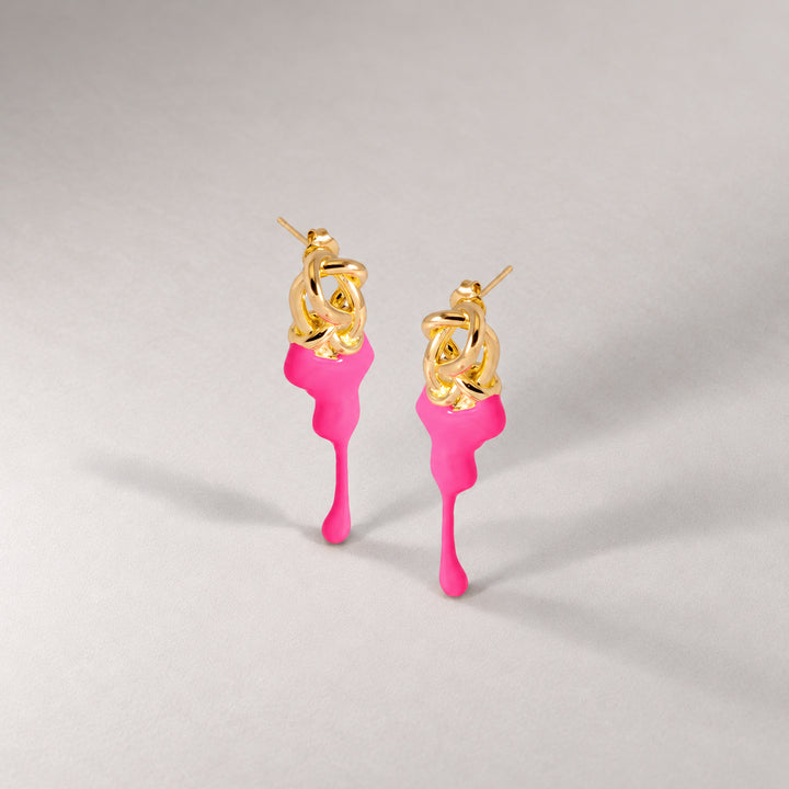 Kalno Maxi  Stud Earrings in Gold and Pink