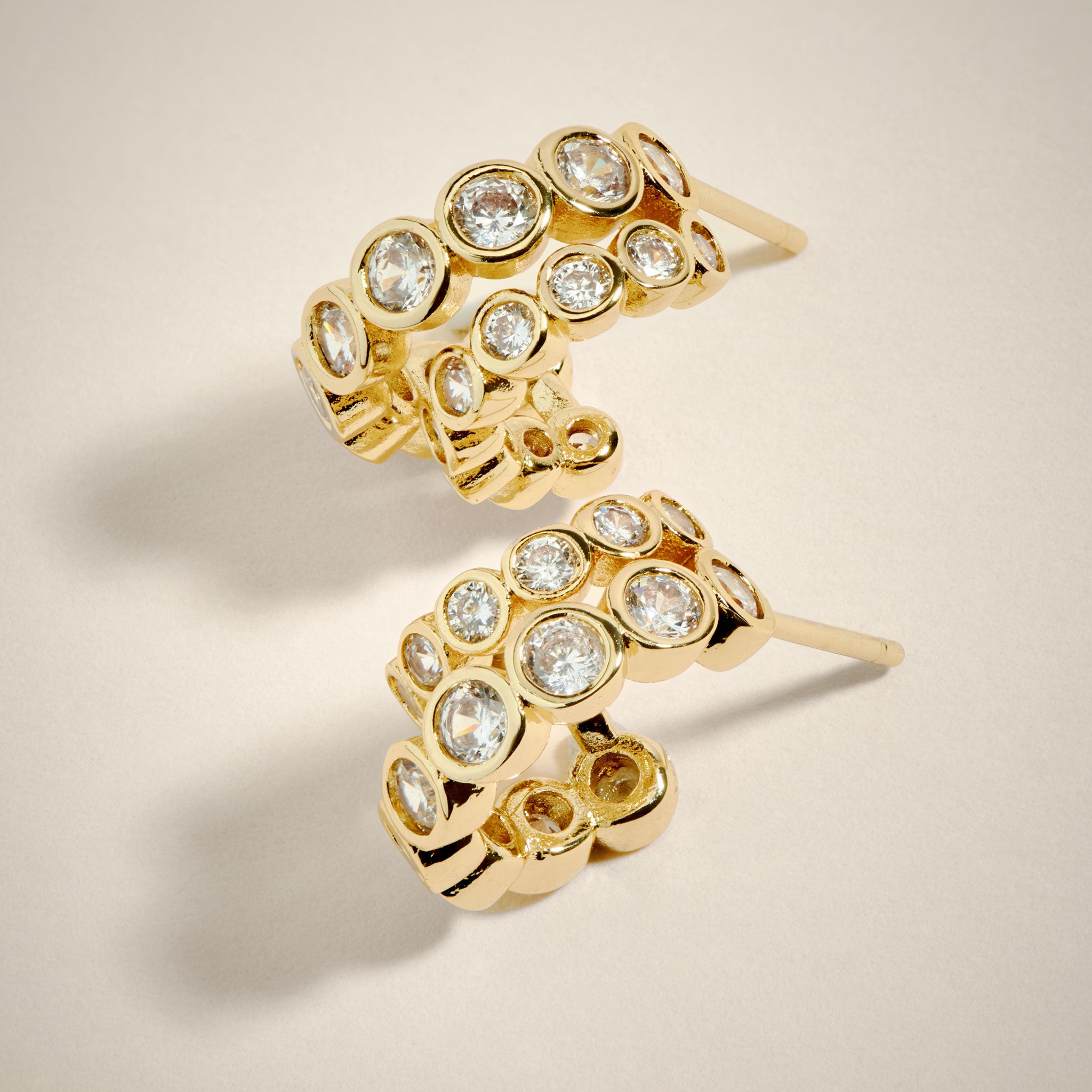 Avert Mini Crystal Double Hoop Earrings in Gold