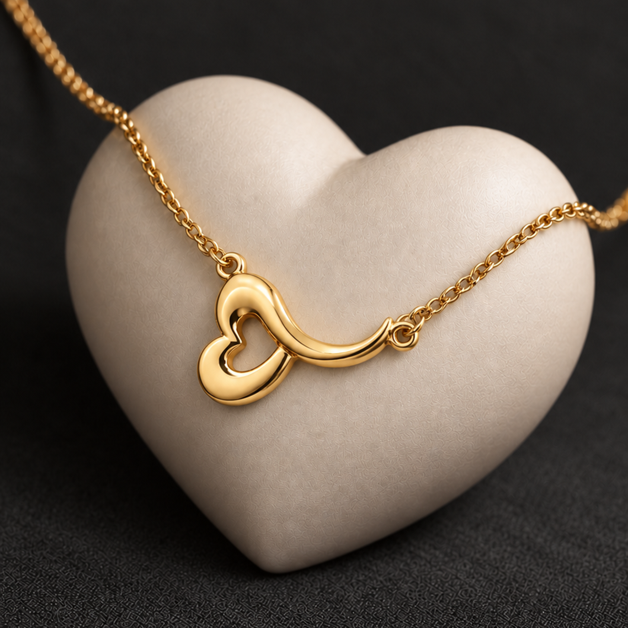 Love Heart Short Necklace in Gold