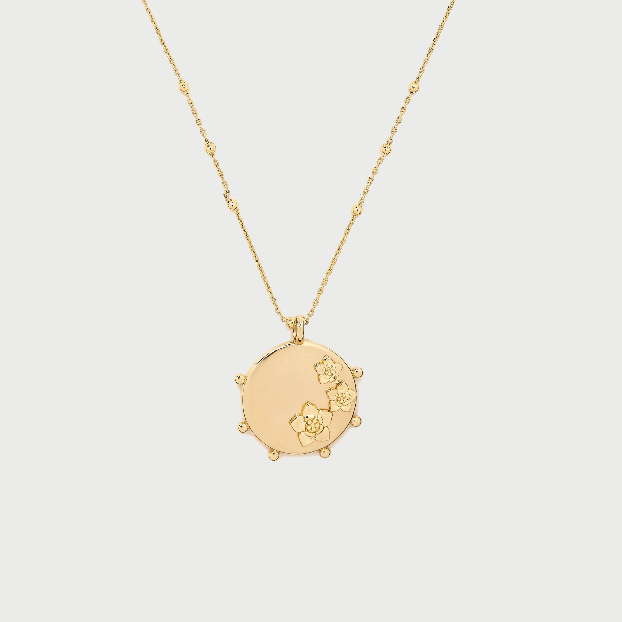 Mali Flower Pendant Short Necklace in Gold
