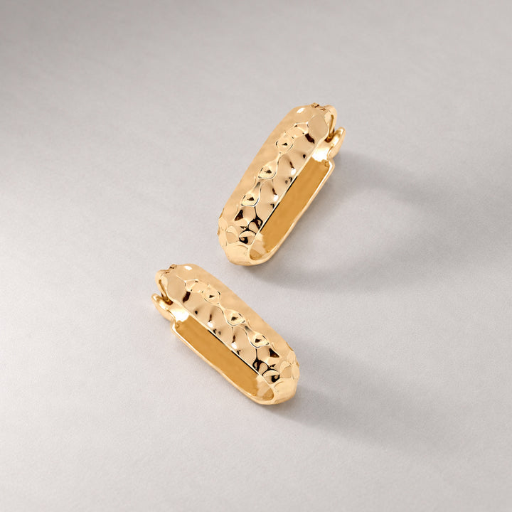 Sanu Soft Hammered Midi Hoop Earrings in Gold