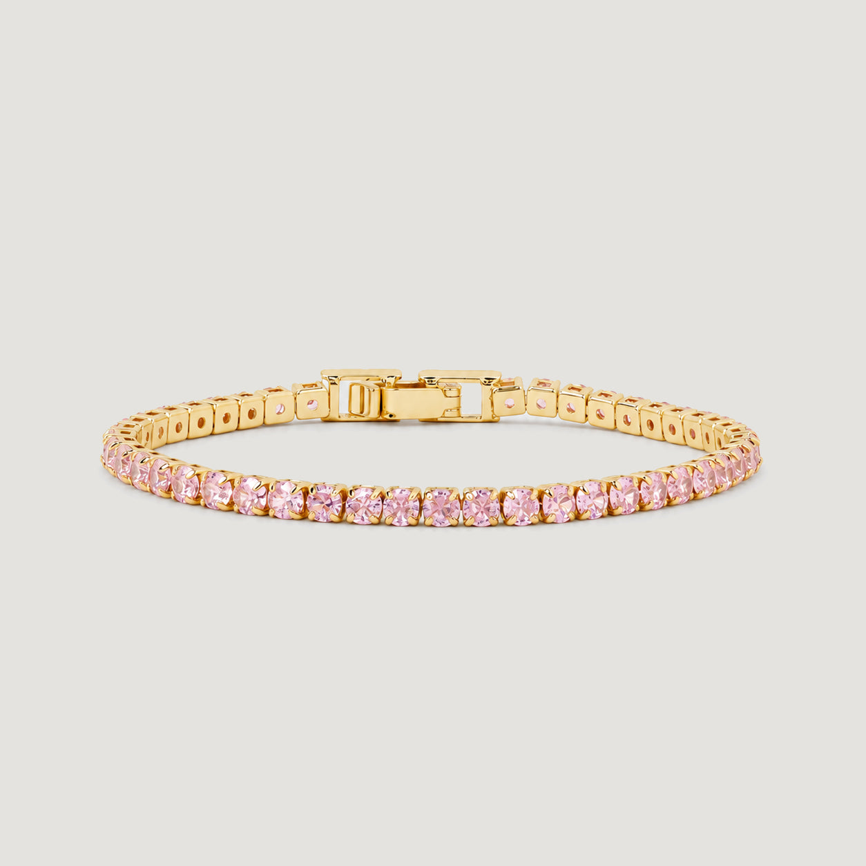 TENNIS BRACELET IN GOLD AND PINK CRYSTALS