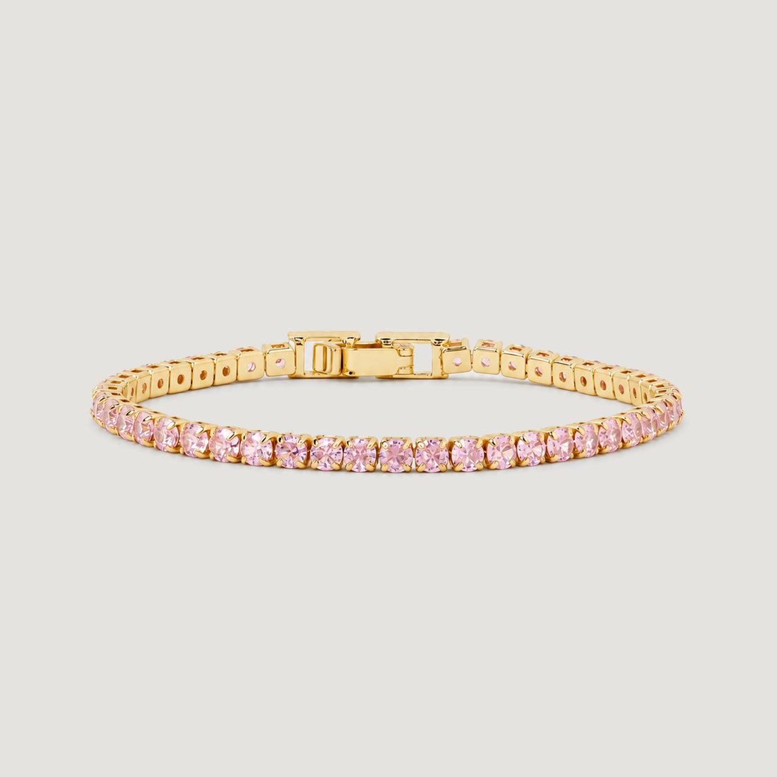 TENNIS BRACELET IN GOLD AND PINK CRYSTALS
