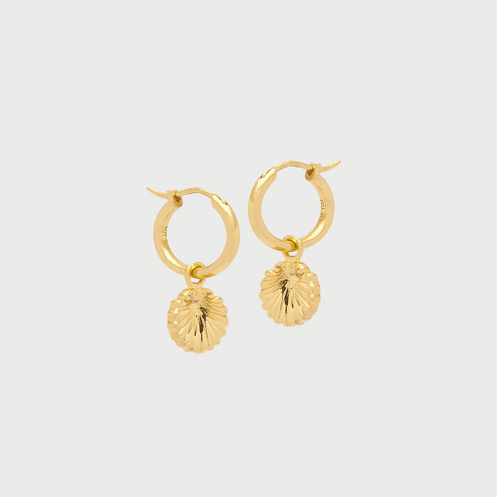 Concha Mini Charm Hoop Earrings in Gold