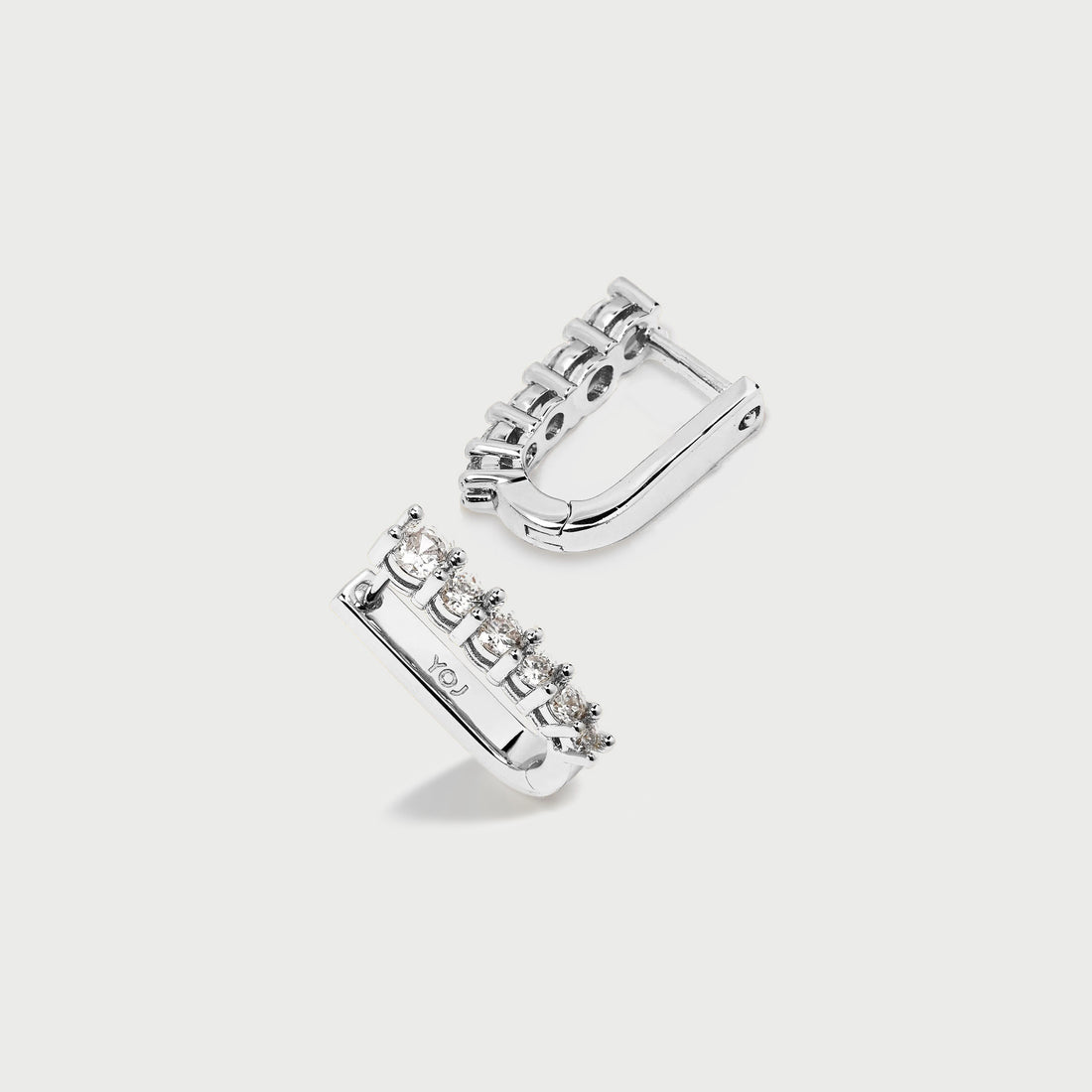 Marlo Midi Crystal Hoop Earrings in Silver