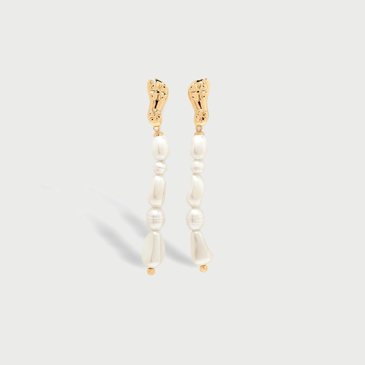 Eclo Pearl Drop Earrings in Gold