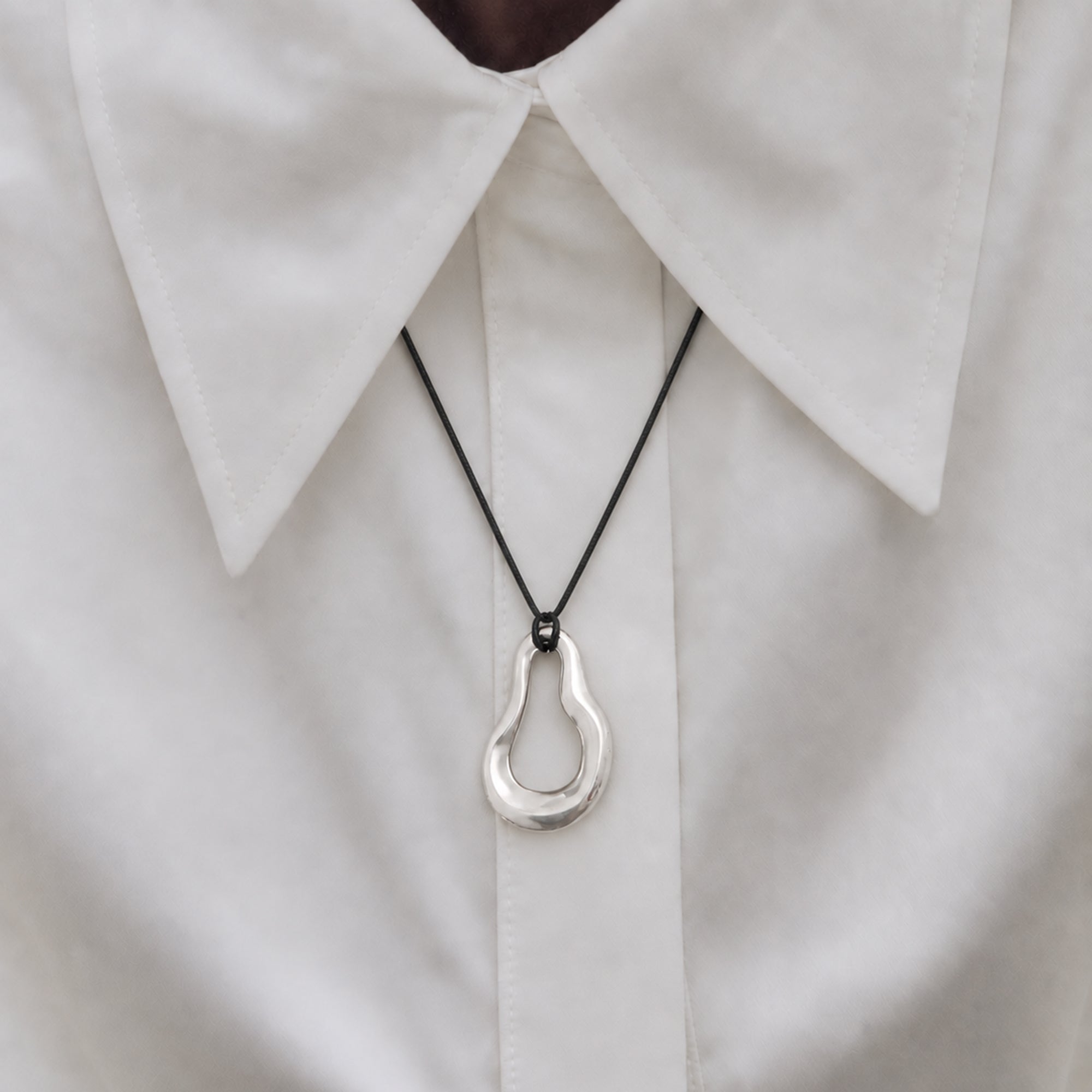 Nova Wave Necklace in Silver & Black Cord