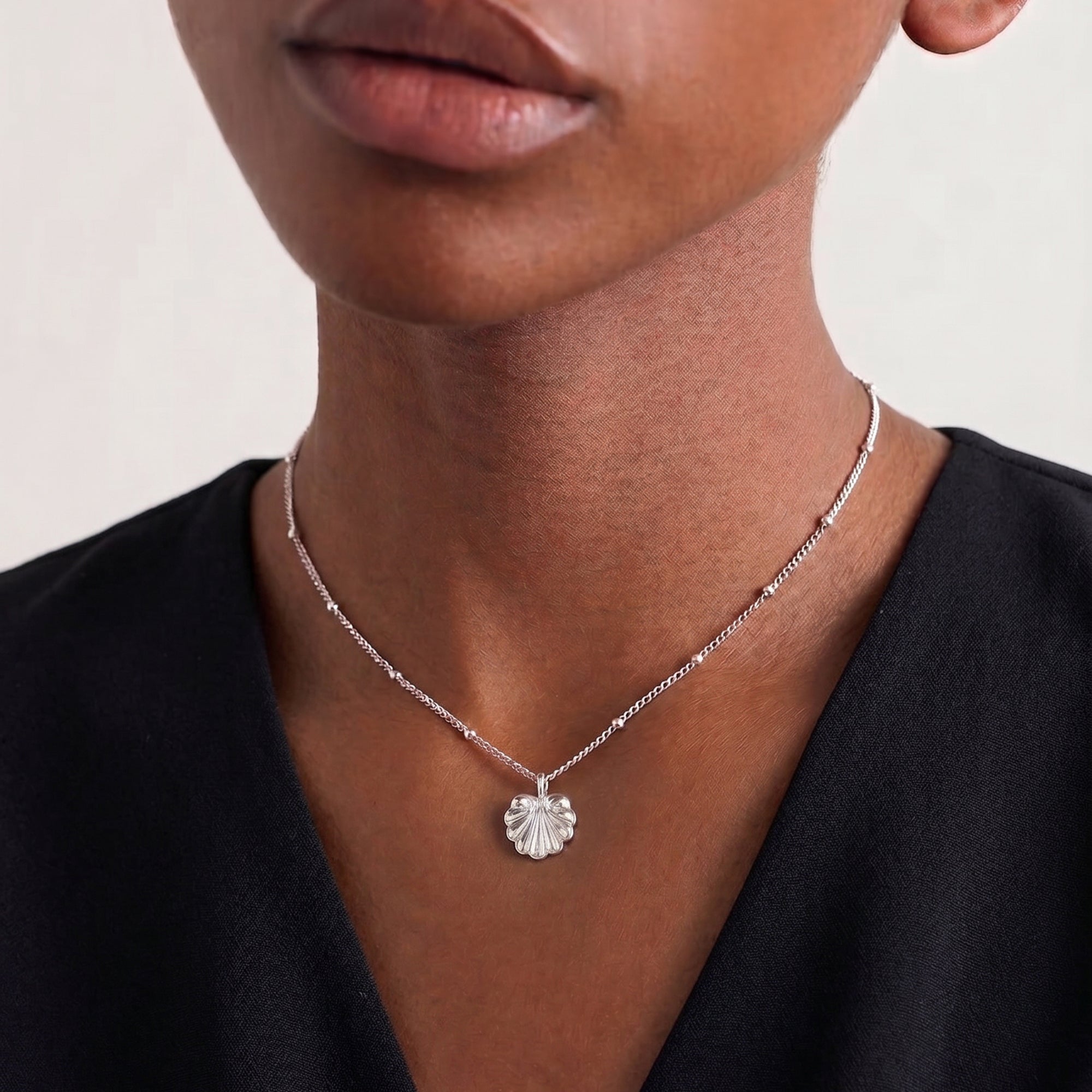 Stella Beaded Choker Necklace in Silver